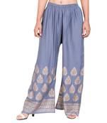 PAVONINE Grey Color Golden Printed Rayon Fabric Sharara For Women & Girls