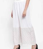 PAVONINE White Color Rayon Fabric Zig-Zag Printed Palazzo For Women