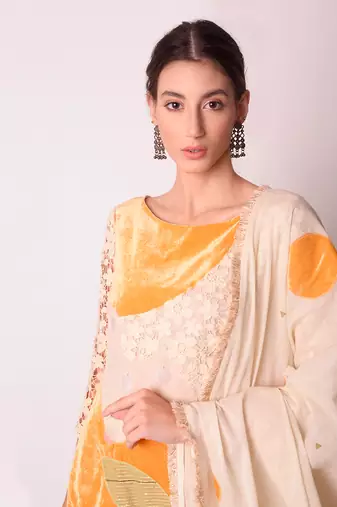 Ivory & Mustard Organic Cotton Kurta Set