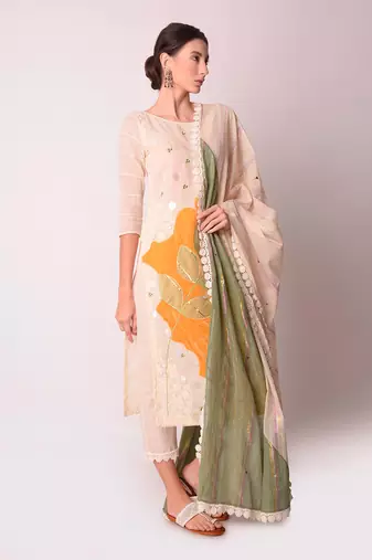 Ivory & Mustard Organic Cotton Kurta Set