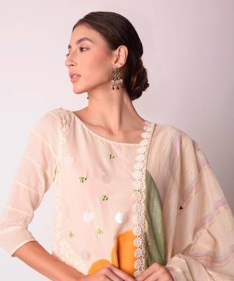 Ivory & Mustard Organic Cotton Kurta Set 5