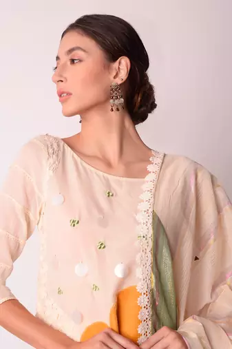 Ivory & Mustard Organic Cotton Kurta Set