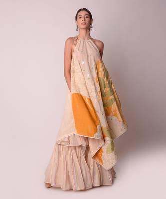 Ivory & Mustard Organic Cotton Sharara Set 1