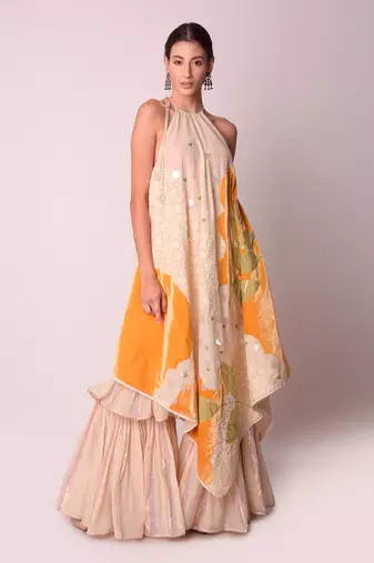Ivory & Mustard Organic Cotton Sharara Set