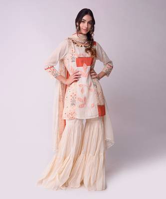 Ivory & Rust Organic Cotton Sharara Set 1