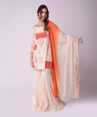 Ivory & Rust Organic Cotton Sharara Set 2