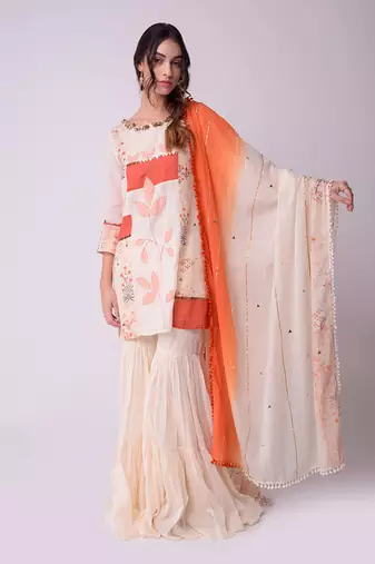 Ivory & Rust Organic Cotton Sharara Set