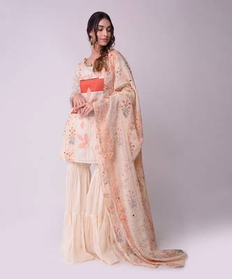 Ivory & Rust Organic Cotton Sharara Set 5