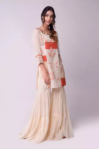 Ivory & Rust Organic Cotton Sharara Set