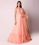Peach Georgette & Organza Kalidar Set