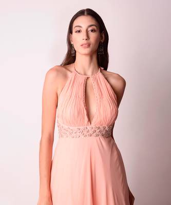 Peach Georgette & Organza Kalidar Set 4