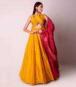 Mustard & Fusia Chanderi Kalidar Set