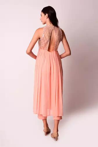 Peach Georgette & Organza Kurta Set