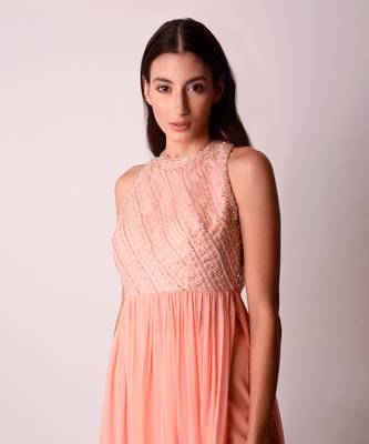 Peach Georgette & Organza Kurta Set 5