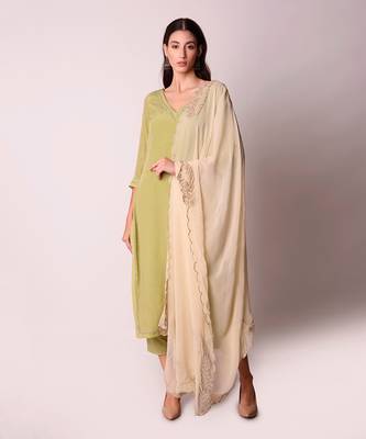 Jade & Ivory Crepe Kurta Set 1