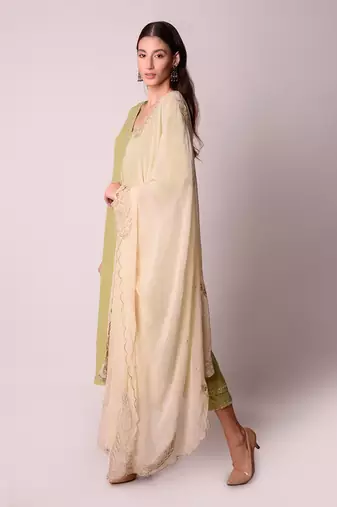 Jade & Ivory Crepe Kurta Set