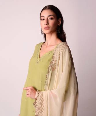 Jade & Ivory Crepe Kurta Set 3