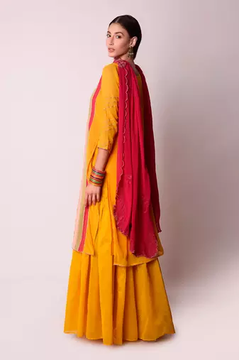 Multicolour Georgette & Chanderi Kurta Set