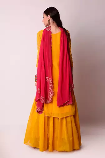 Multicolour Georgette & Chanderi Kurta Set