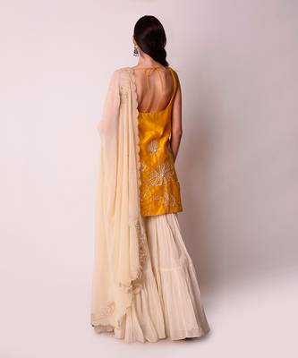Mustard Chanderi & Georgette Kurta Set 4