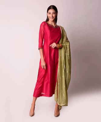 Fusia Chanderi & Georgette Kurta Set 1