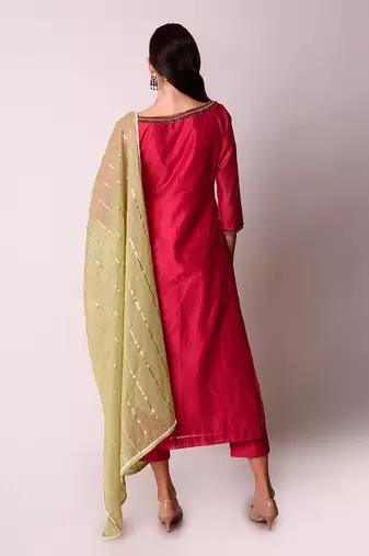 Fusia Chanderi & Georgette Kurta Set