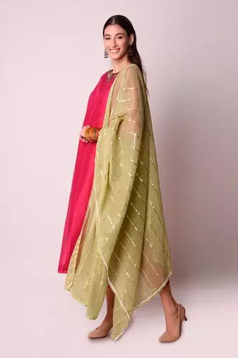 Fusia Chanderi & Georgette Kurta Set