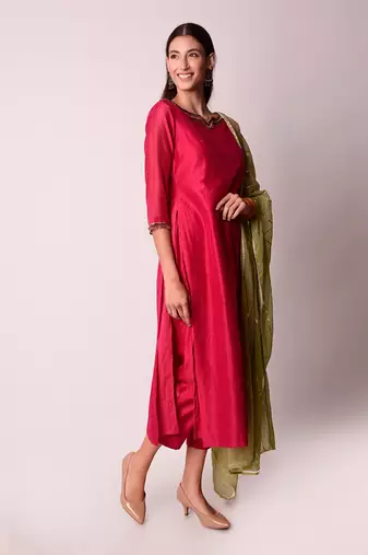 Fusia Chanderi & Georgette Kurta Set