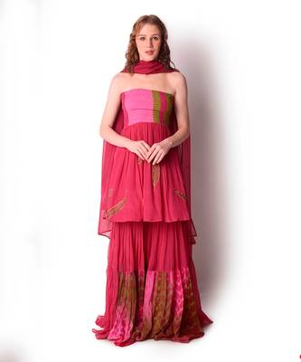 Magenta Crepe Sharara Set 1