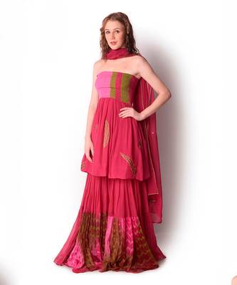 Magenta Crepe Sharara Set 2