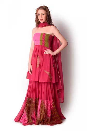 Magenta Crepe Sharara Set