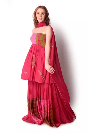 Magenta Crepe Sharara Set