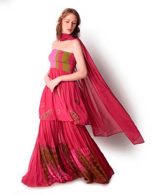 Magenta Crepe Sharara Set 4