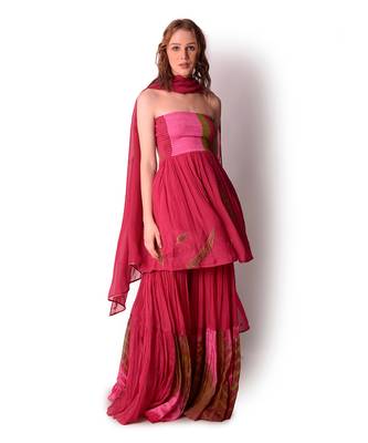 Magenta Crepe Sharara Set 5