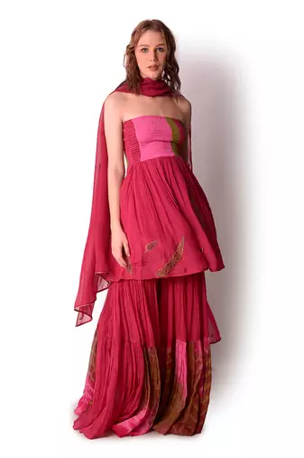 Magenta Crepe Sharara Set