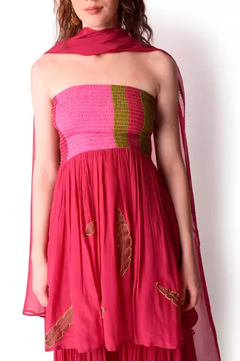 Magenta Crepe Sharara Set