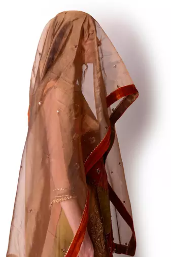 Rust & Olive Tissue Kurta Set