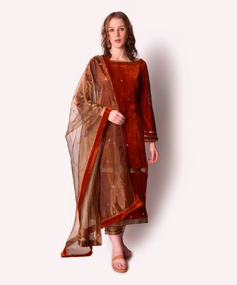 Rust Tissue Kurta Set 1