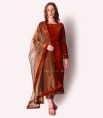 Rust Tissue Kurta Set