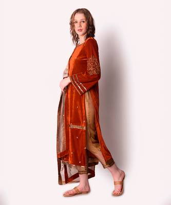 Rust Tissue Kurta Set 2