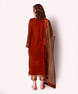 Rust Tissue Kurta Set 3