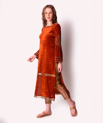 Rust Tissue Kurta Set 6