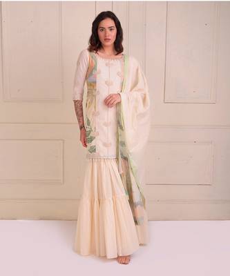 Ivory Print Organic Cotton Sharara Set 1