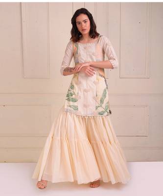 Ivory Print Organic Cotton Sharara Set 2