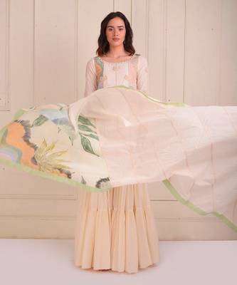 Ivory Print Organic Cotton Sharara Set 3