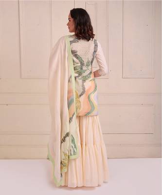 Ivory Print Organic Cotton Sharara Set 4