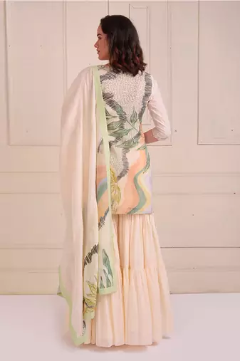 Ivory Print Organic Cotton Sharara Set