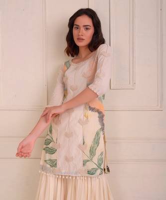 Ivory Print Organic Cotton Sharara Set 5