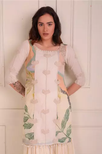 Ivory Print Organic Cotton Sharara Set