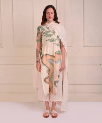 Ivory Print Organic Cotton Kurta Set 1